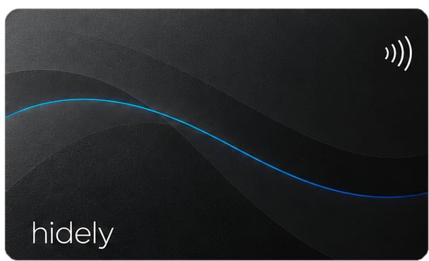 Hidely black NFC Card with the approved blue wave design